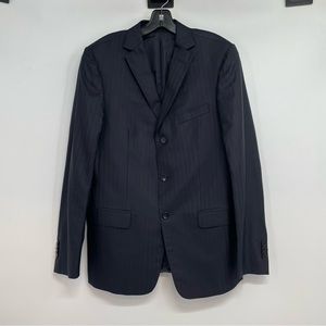 Z Zegna Drop 8 Jacket Blazer Sport Coat Men’s 40 R Black Striped Silk/Wool Blend